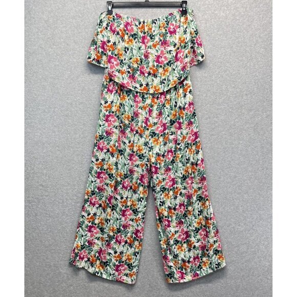 Savanna Jane Life of the Party Jumpsuit Womens 1X‎ Floral Strapless Lightweight - Picture 1 of 11